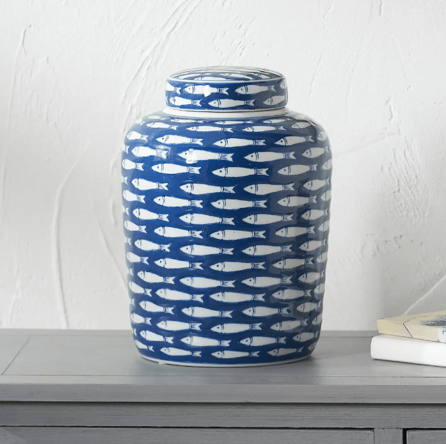 Schoal Fish Ceramic Decorative Ginger Jar from Dunelm