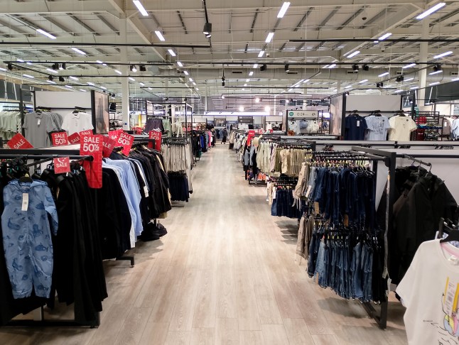 The F&F clothing section of Tesco Walkden.