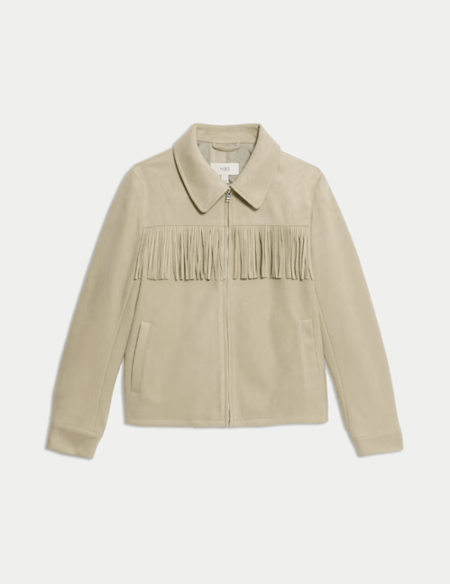 M&S Suedette Fringed Jacket