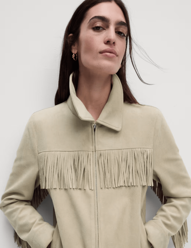M&S Suedette Fringed Jacket
