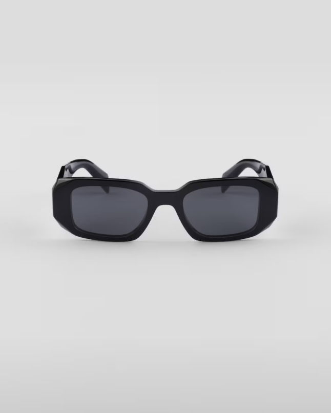 Black Prada Symbole Sunglasses against grey background