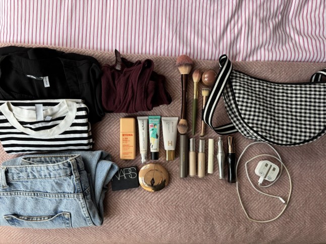 The items shopping expert Sarah Bradbury tried to cram into the Round Mini Shoulder Bag (Gingham)