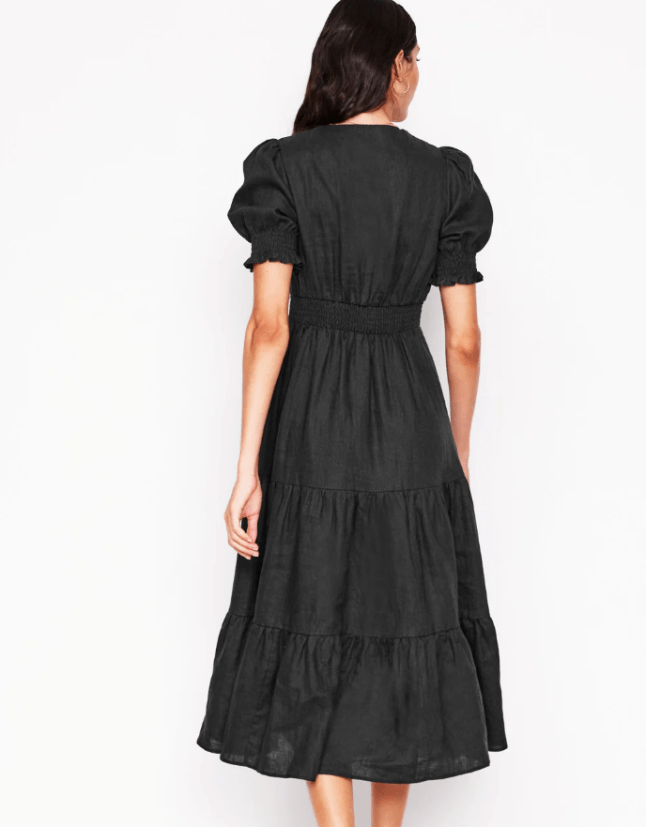 Anna Linen Tiered Midi Dress from Boden