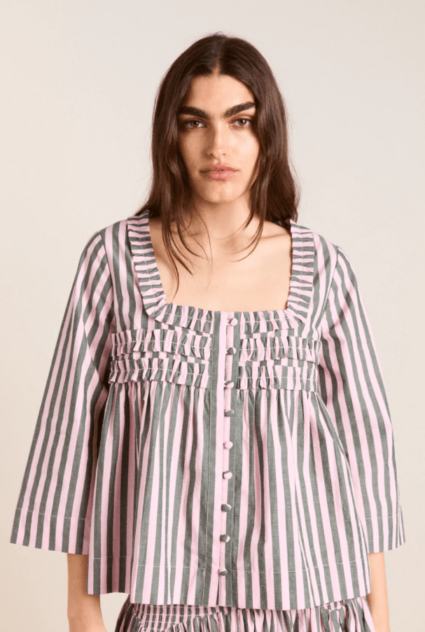 Leilani Blouse - Garden Tulle Stripe from Damson Madder