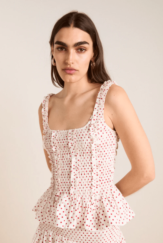 Raphi Cami - Off White And Red Spot from Damson Madder