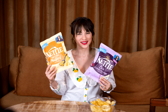 Rachel Khoo holding the new KETTLE® Chips' French Flavours