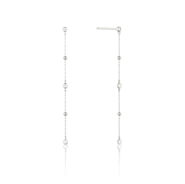 Silver Diamond Style Drop Satellite Stud Earrings from Lily & Roo
