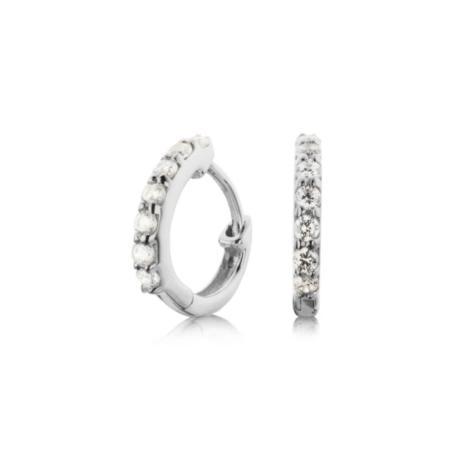 Silver Diamond Style Huggie Hoop Earrings from Lily & Roo