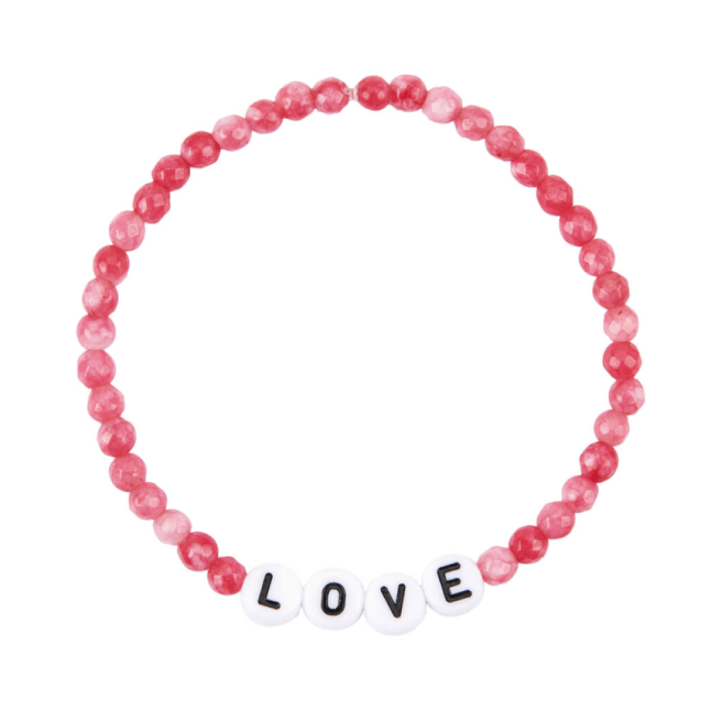 Pink Chalcedony Personalised Message Bead Bracelet