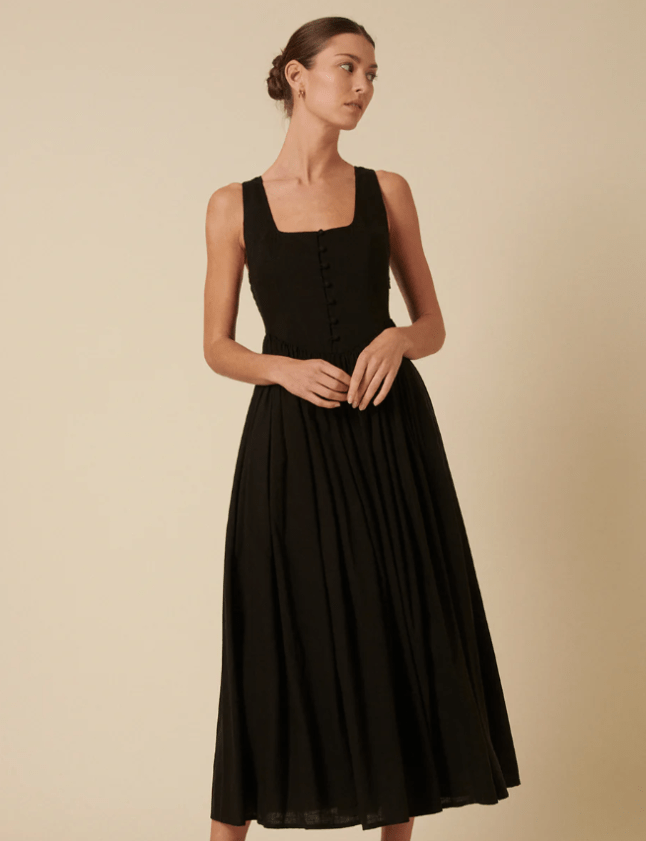 Black Drop-Waist Cora Midi Dress from Nobody's Child