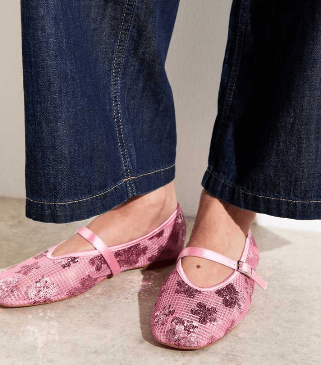 Public Desire Gianna Pink Floral Ballet Flats