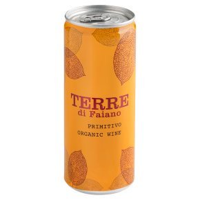 Terre di Faiano Primitivo Organic can on a white background