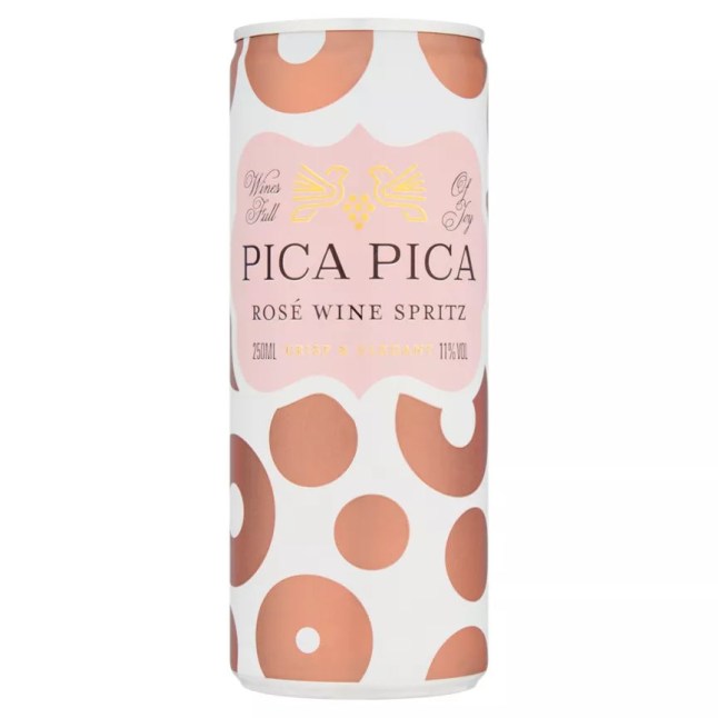 A can of Pica Pica Rose Wine Spritz on a white background
