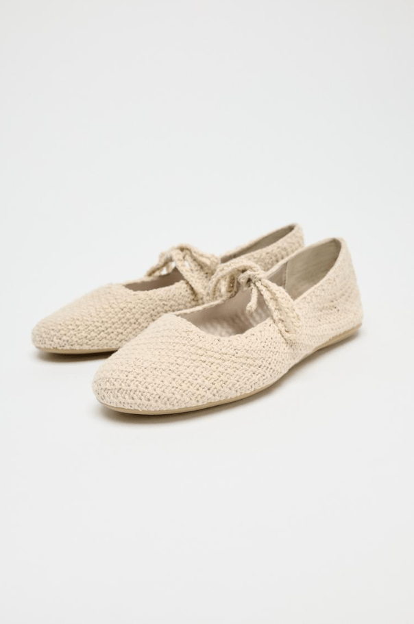Zara Crochet Bow Ballerinas
