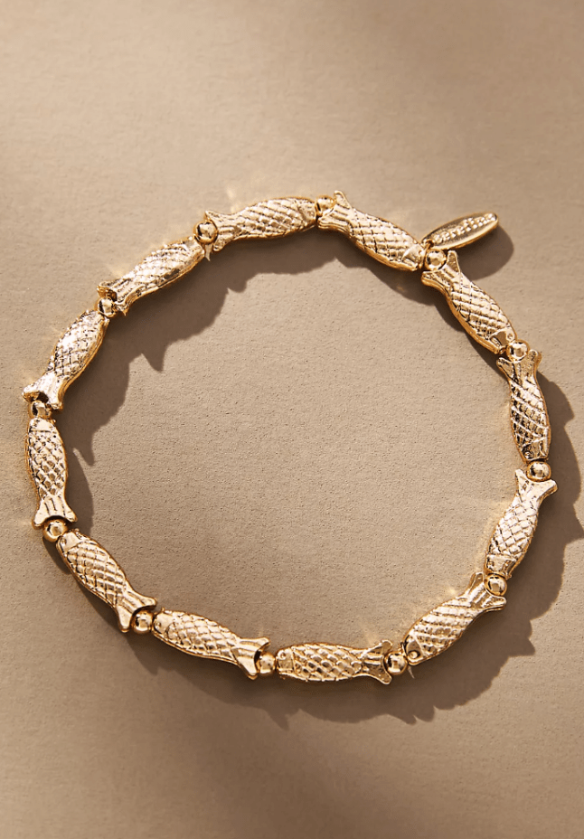 Gold Anthropologie fish bracelet