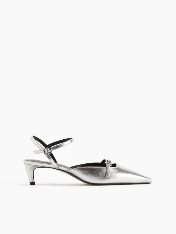 Silver H&M Pointed Heel Sandals