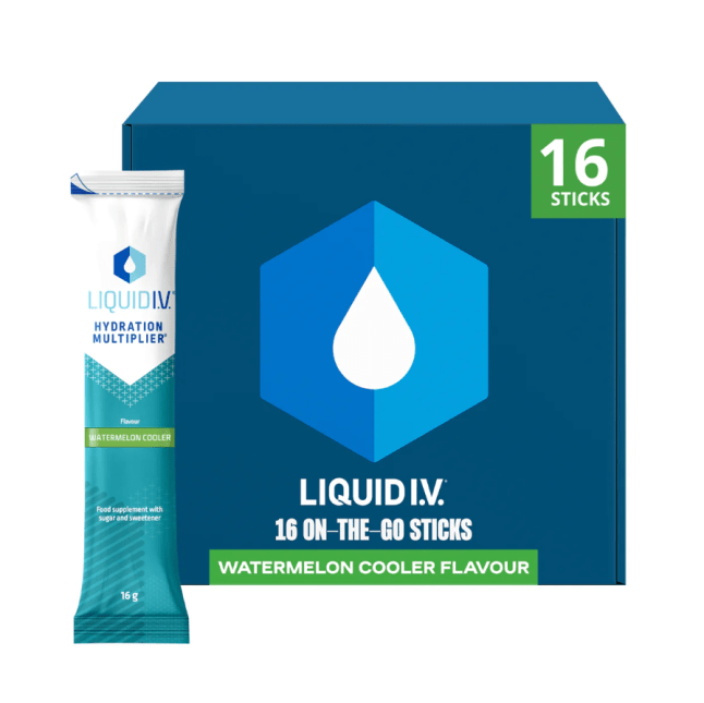 Blue box of Liquid I.V sachets