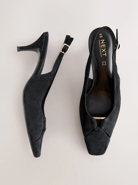 Black Next heels with gold detail