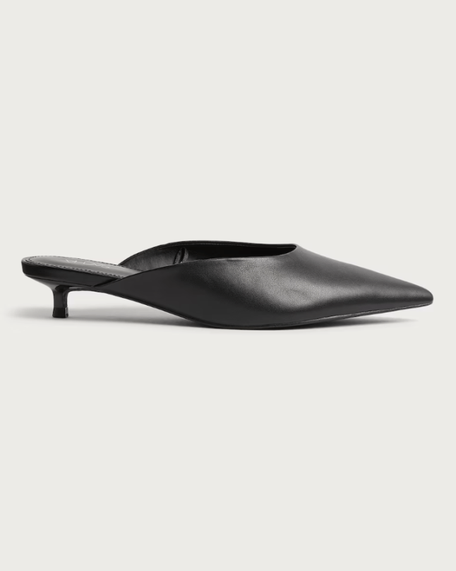 Black Tesco Sacha Pointed Toe Kitten Heel Mules