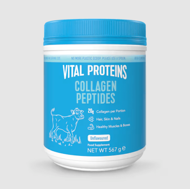 Blue tub with white text over the top