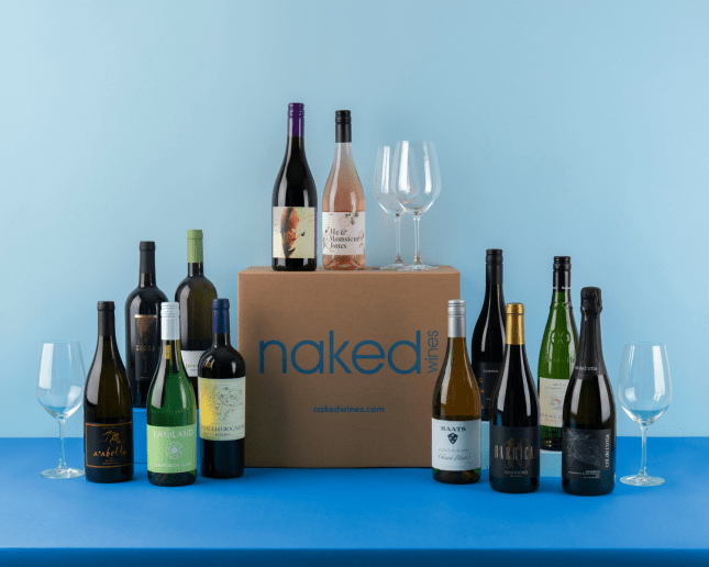 Various bottles of naked wine