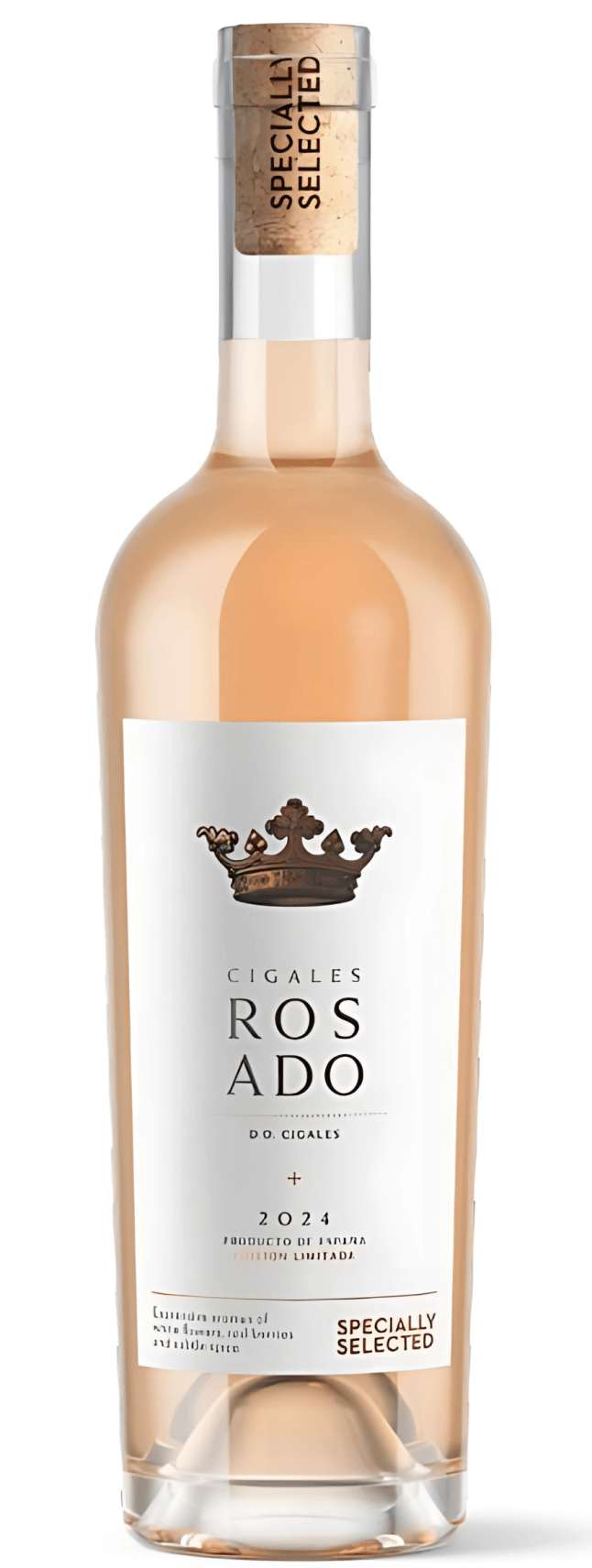 A bottle of Specially Selected Cigales Rosado on a white background