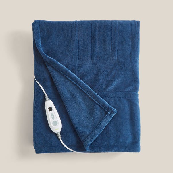 Flat image of the navy Dunelm Fleece Electric Throw