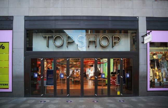 The main entrance of Topshop's flagship store in London