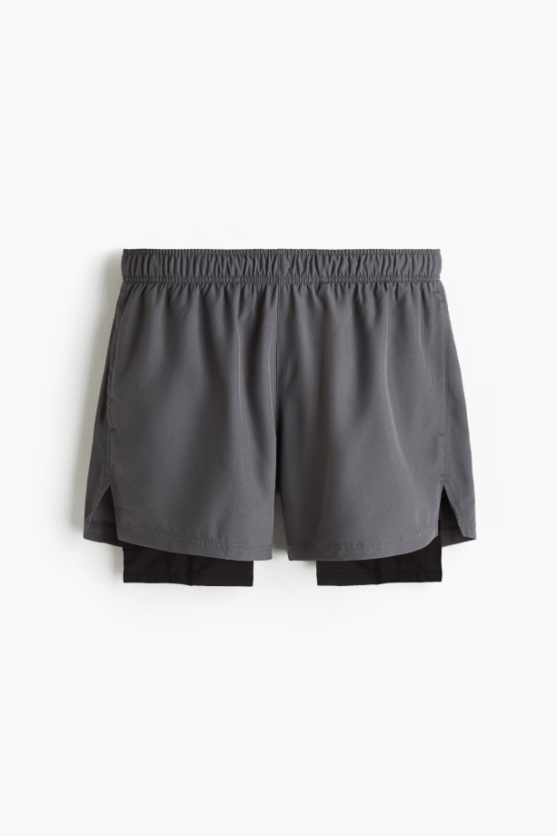 Grey H&M Double-layered sports shorts with DryMove