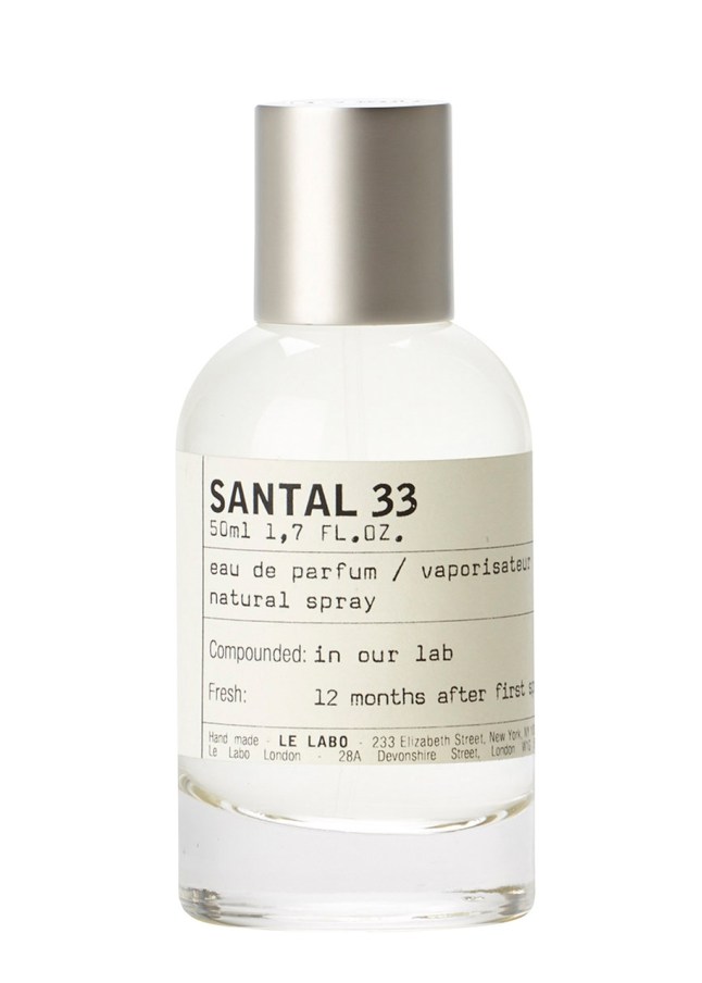 Bottle of Le Labo Santal 33 fragrance