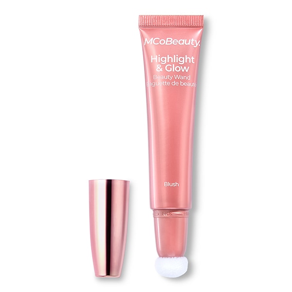 Metallic pink tube with cap to the left side