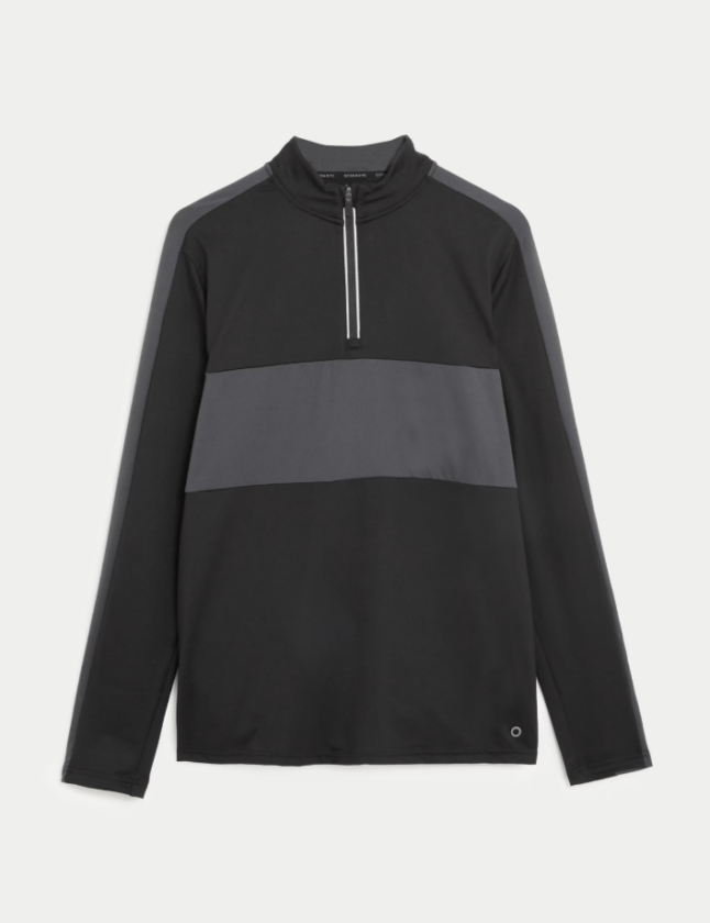 Flat shot of M&S Colour Block Half Zip Top