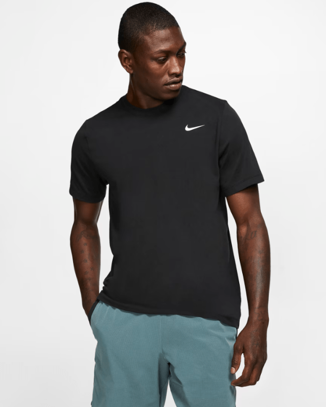 Male wears black Nike Dri-FIT T-shirt