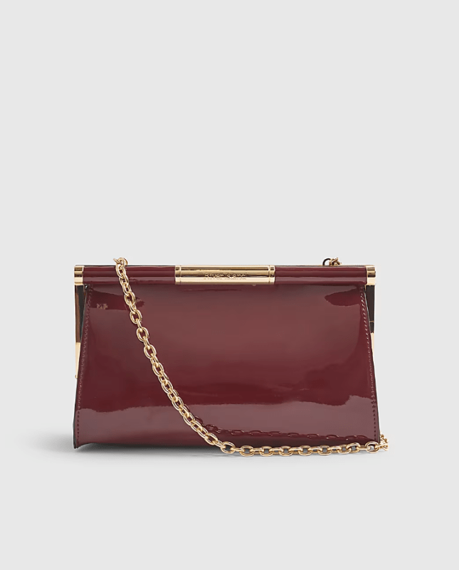Red paitent River Island bag
