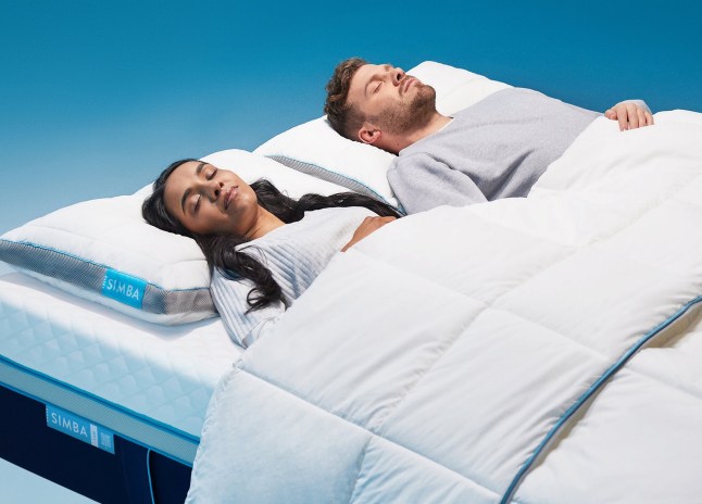 Male and female in a bed, sleeping next to one another