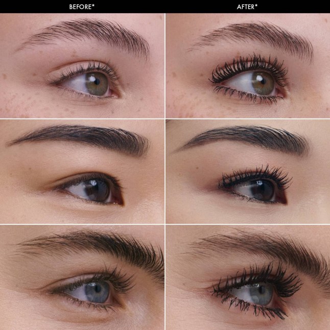 Three different models' eyes wearing the Ultra Black Sephora mascara