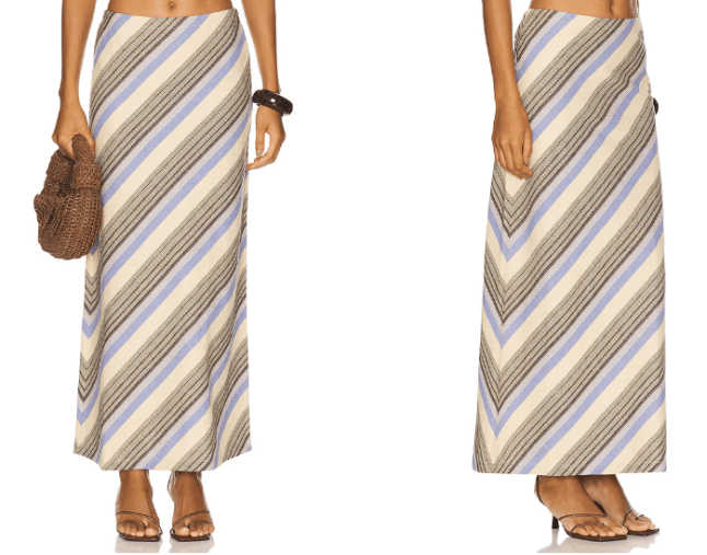 Female wears Faithfull The Brand Elise stripe Skirt