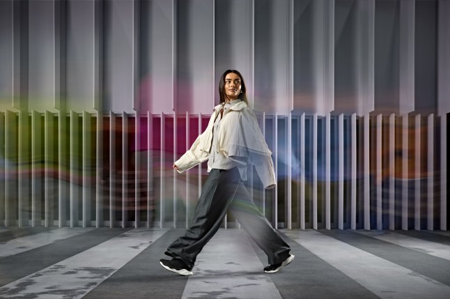 Female wears Clarks Pace