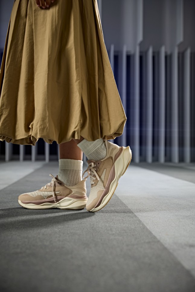 Female wears Clarks Pace
