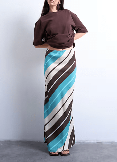 Female wears stripe Topshop skirt