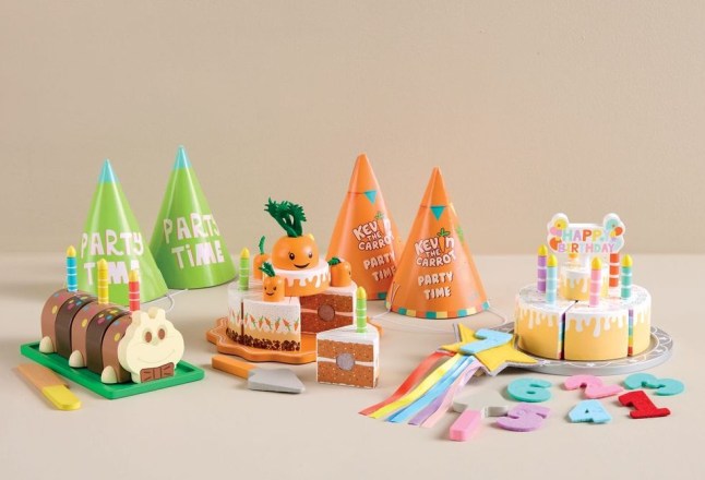Aldi wooden cake toys, including Cuthbert