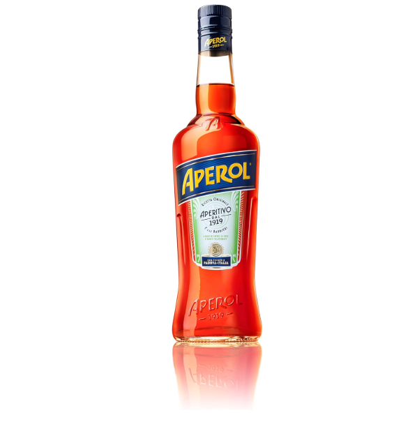 Orange liquid in a glass bottle