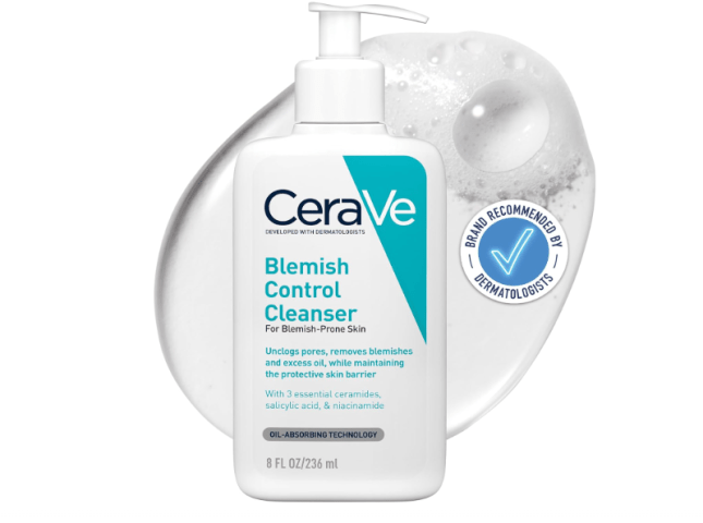 White bottle of cleaning gel with blue writing across the front