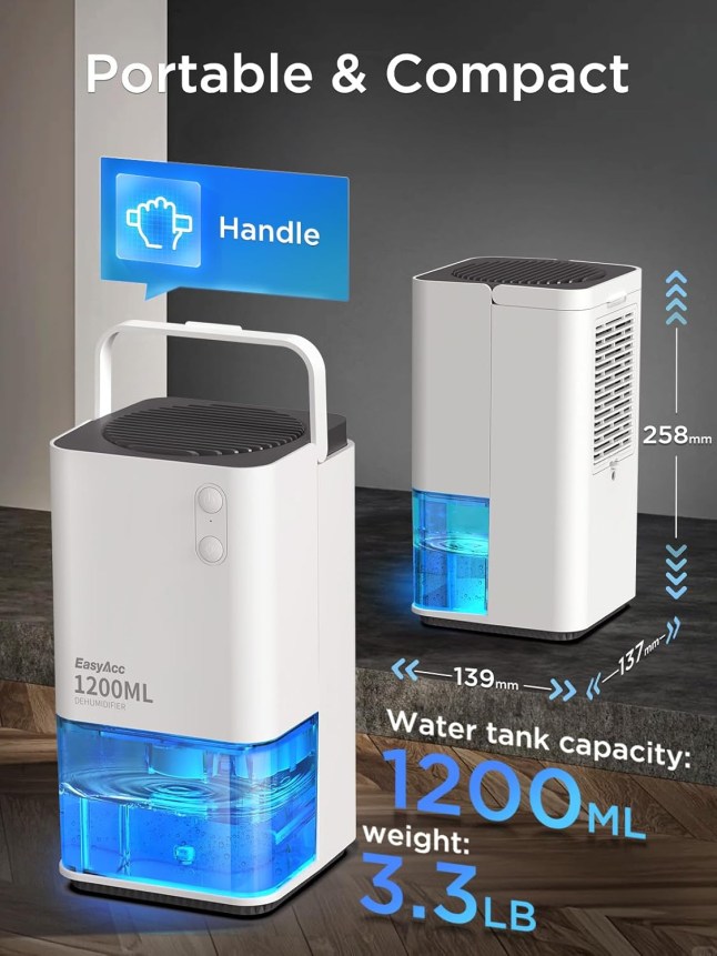 EasyAcc® 1200ml Electric Dehumidifier in white