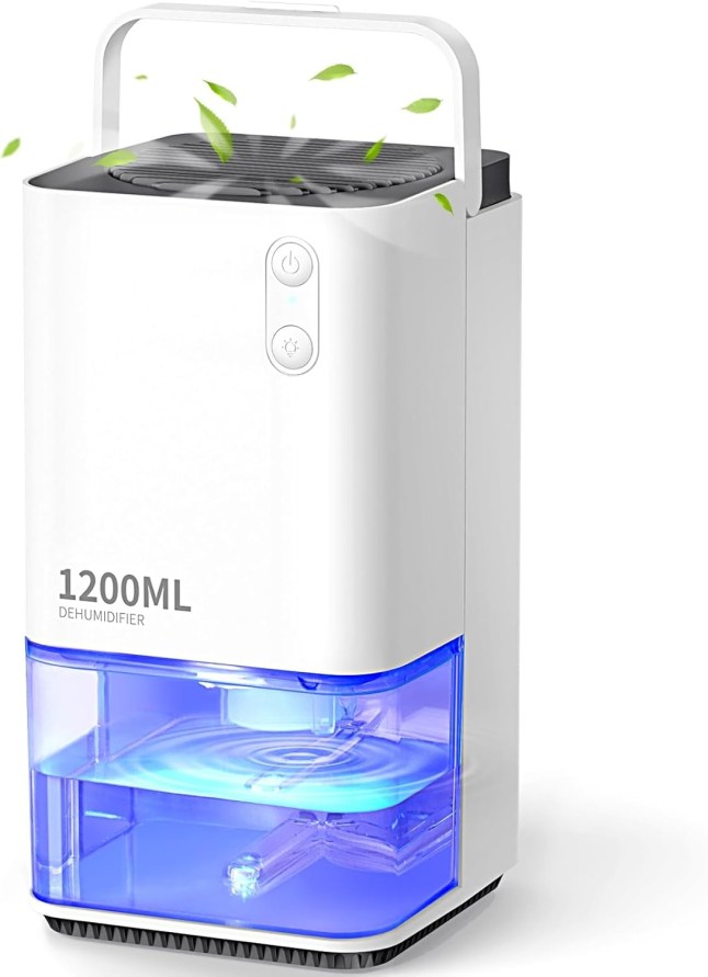White EasyAcc® 1200ml Electric Dehumidifier with water inside