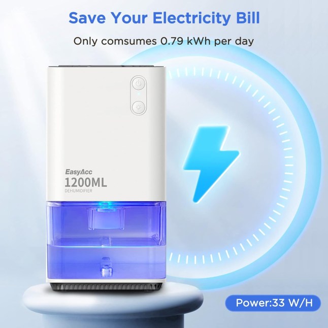 EasyAcc® 1200ml Electric Dehumidifier with 'power' image around