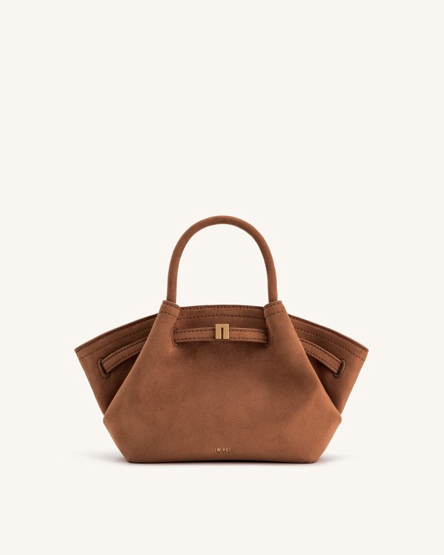 Brown JW PEI Hana Mini Faux Suede Tote Bag