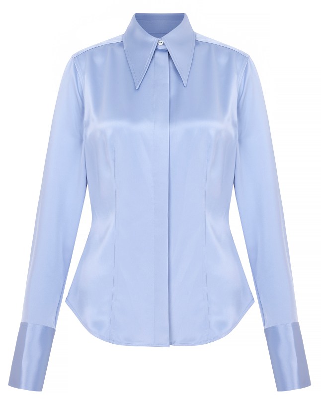 Blue silk shirt