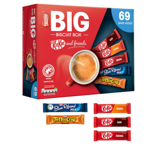 Image of Nestlé Cocoa Chocolate Biscuit Bars, 1.36 kilograms (Pack of 1) | KitKat, Blue Riband, Toffee Crisp from Amazon