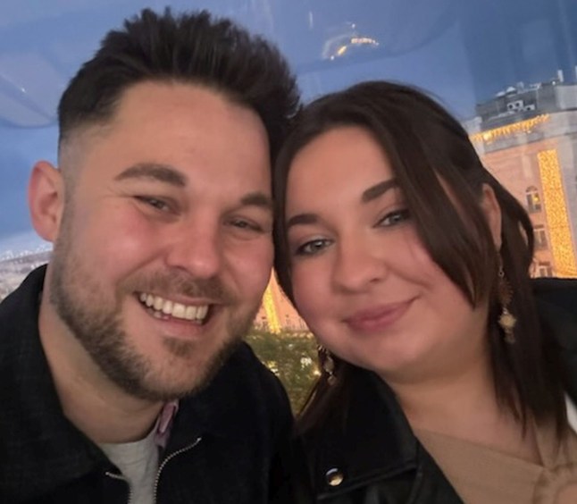 PIC FROM Kennedy News and Media (PICTURED: 28-YEAR-OLD HANNAH RICHARDS AND HER FIANCE, 33-YEAR-OLD NATHAN BAKER, ON A DATE NIGHT) A health worker blamed her 'moon face' and 'buffalo bump' on her back on too many restaurant date nights with her new boyfriend - until discovering it was a BRAIN tumour. Hannah Richards 'started gaining quite a lot' of weight at the beginning of 2023 - soon feeling 'horrendous' and getting 'teary' after piling on three stone. But the 28-year-old's friend suggested it was just 'comfort weight gain' as she was 'happy and content' with her new boyfriend Nathan Baker, 33. DISCLAIMER: While Kennedy News and Media uses its best endeavours to establish the copyright and authenticity of all pictures supplied, it accepts no liability for any damage, loss or legal action caused by the use of images supplied and the publication of images is solely at your discretion. SEE KENNEDY NEWS COPY - 0161 697 4266